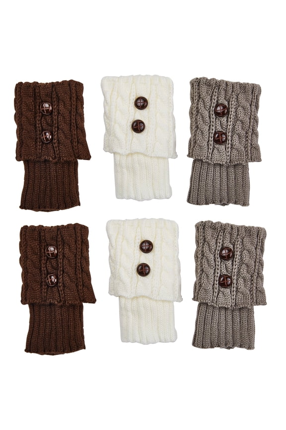 Short Crochet Knitted Boot Cuffs, Winter Warm (3 Pack)