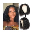 thumbnail image 1 of Short Curly Bob Wig Brazilian Human Hair Curly Side Part Lace Front Wig 180% Density, 1 of 7