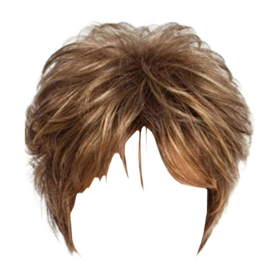 Short Curly Color Gradient Wig | Fashion Synthetic Haircut | Stylish Short Wig for Women | Heat-Resistant Synthetic Wig with Trendy Gradient Design(Gold)