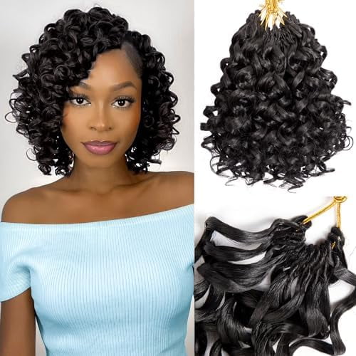 Short Curly Crochet Hair for Women 8 Inch GoGo Curl Beach Wave Deep Twist Braids Pre Looped Synthetic Braiding Extensions 7 Packs