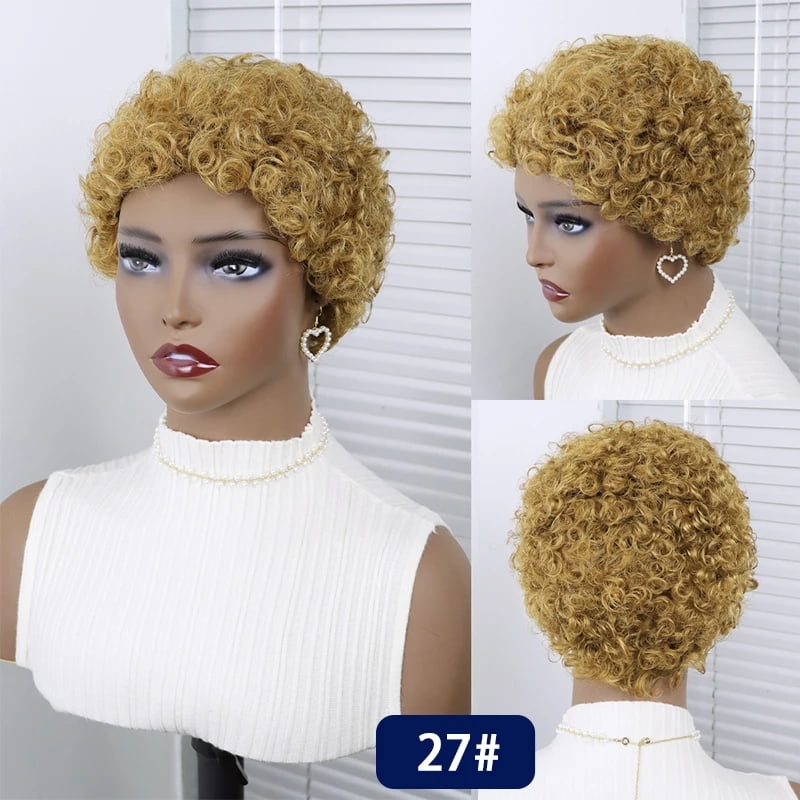 Short Curly Pixie Wig Full Human Hair Designed for Women