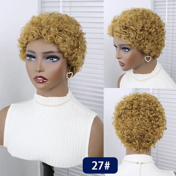 Short Curly Pixie Cut Wig Human Hair Wig for Black Women  display picture 2