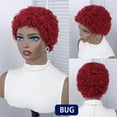 thumbnail image 1 of Short Curly Pixie Cut Wig Human Hair Wigs Glueless Machine Made Wig Cheap Short Wigs Human Hair 180% Density Burgundy Colored, 1 of 2