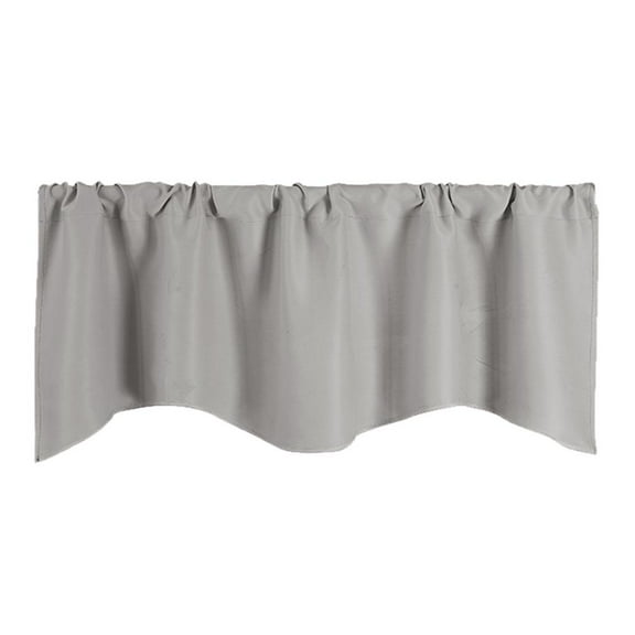 Short Curtain Panel Solid Color Valance for Kitchen Windows Light Grey