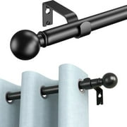 Short Curtain Rods, Adjustable Length, 6/8 inch, 100% Mental, Matte Black,Telescoping Single Drapery Rod 18 to 48 inches (1.5-4 ft),for Windows 16 to 44 inches
