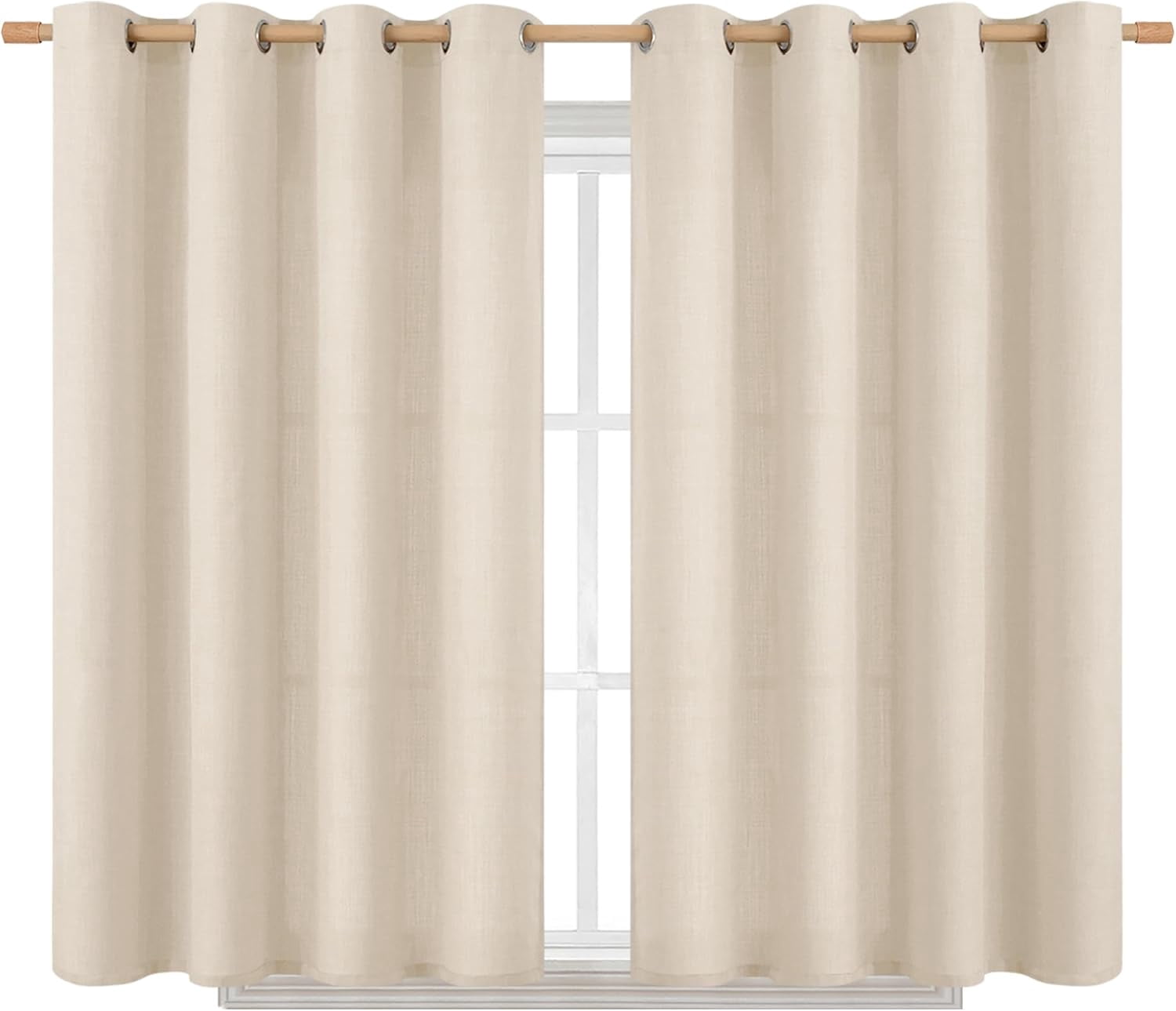 Short Curtains for Bedroom,45 inch Length Faux Linen Curtains for Small ...