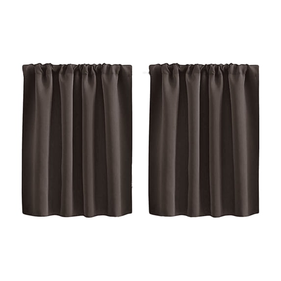 Short Curtains, Curtain for Kitchen Window, Short Curtains for Small Window, Window Curtains Blackout, 1Pc Brown 52X18 Inch Rod Pocket High Precision Solid Short Blackout Curtain,