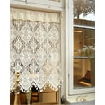 thumbnail image 1 of Short Curtains for Small Window - Sheer Transparent Beige Cotton Hollow Crochet Lace Chic Bohemian Valance Panels for Kitchen, Cafe, Bedroom, Cabinet, Door, 1 of 9