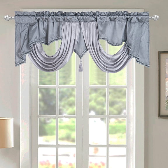 Short Curtains, Solid Color Curtains for Windows, Polyester, 55x18 Inches, White, Beige, Gray, Easy Rod Pocket Installation