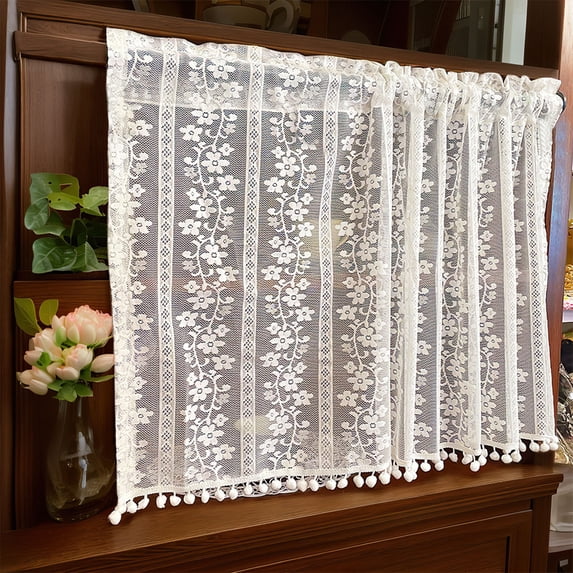 Short Curtains for Small Window,Cute Kitchen Curtains Sheer,Kitchen Window Curtains Valance Curtain,Curtains Short Short Black Out Curtains(1 Panel)