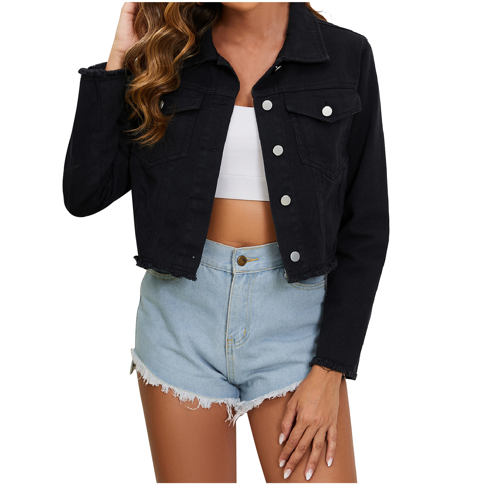 Denim short jackets for womens online sales
