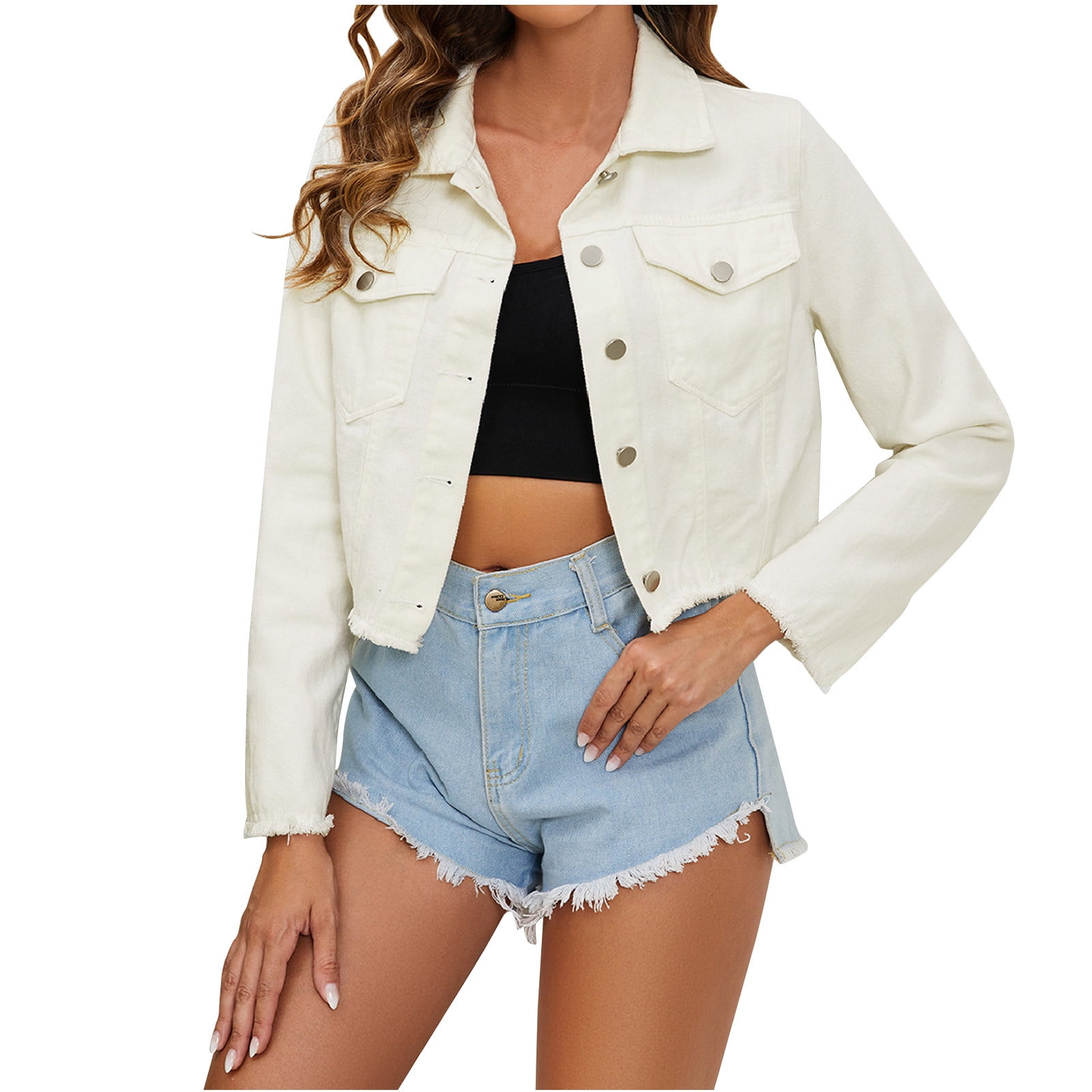 Jean Jacket For Women Trendy Maurices Girls Black Frayed Hem Denim