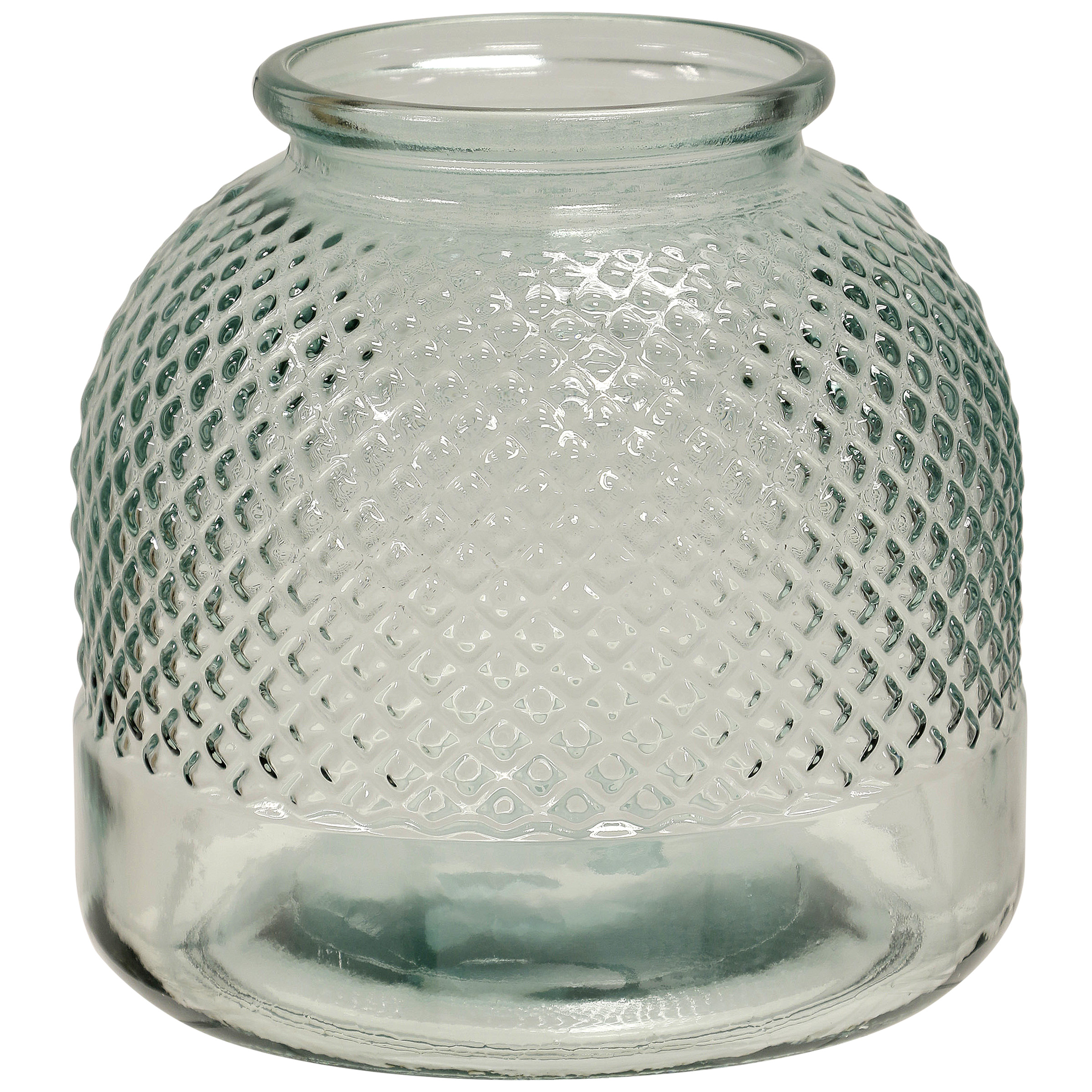 Short Diamond Stud Clear Textured Recycled Spanish Glass Vase