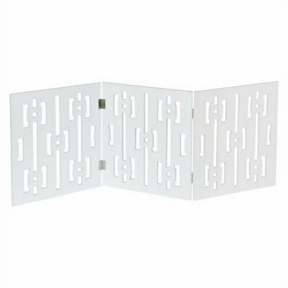 Short Dog Gate - Freestanding Decorative Pet Indoor-Outdoor Small Pet Barrier - White Squares Decorative Fence for Stairs, Sofa, Doorway