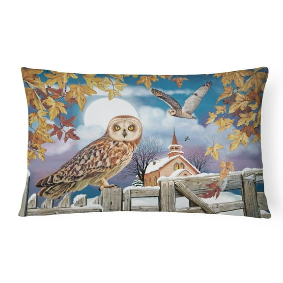 Short-Eared Owl In The Churchyard Canvas Fabric Decorative Pillow