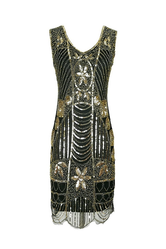 Short Embellished 20S Flapper Wedding Guest Dresses V Neck Art Deco Sequin Beaded