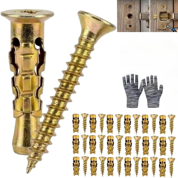 Short Expansion Screw, Cabinet Hinge Screw Hole Repair Kit, Perfect Short Fit, No Piercing, Universal Multi-Surface Versatility