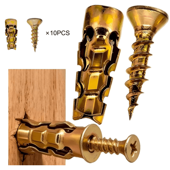 Short Expansion Screw Set - Door Hinge Thread Repair Screws Short Expansion Wall Anchors for Cabinet Hinge Repair & Stripped Thread Restoration (10Pcs)