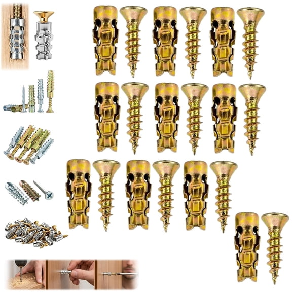 Short Expansion Screw Set, Hinge Repair Screw & Expansion Anchor, Short Expansion Screw Set for Cabinet Hinge Repair & Stripped Thread Restoration