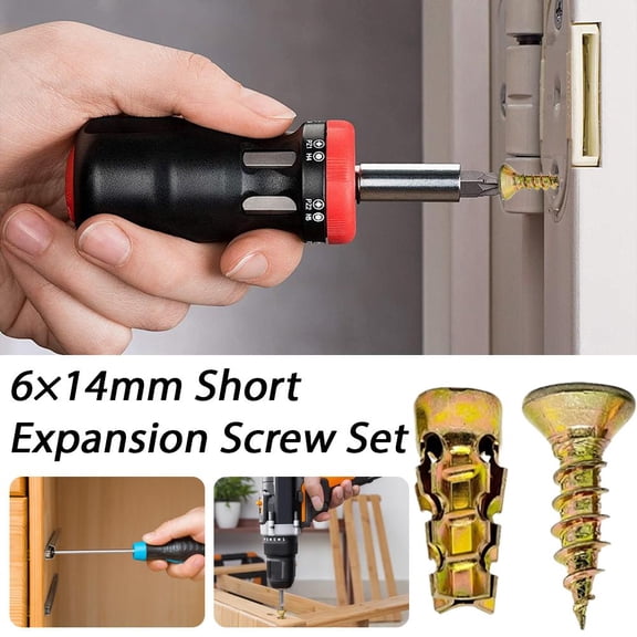 Short Expansion Screw Set for Cabinet Hinge Repair, 30/50/60/100 Pack, Secure Cabinet Door Fastening for Worn Screw Holes