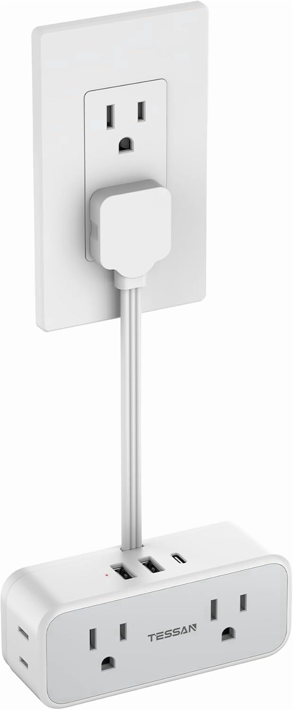 Short Extension Cord 0.5Ft, Outlet Extender Surge Protector, Grey ...