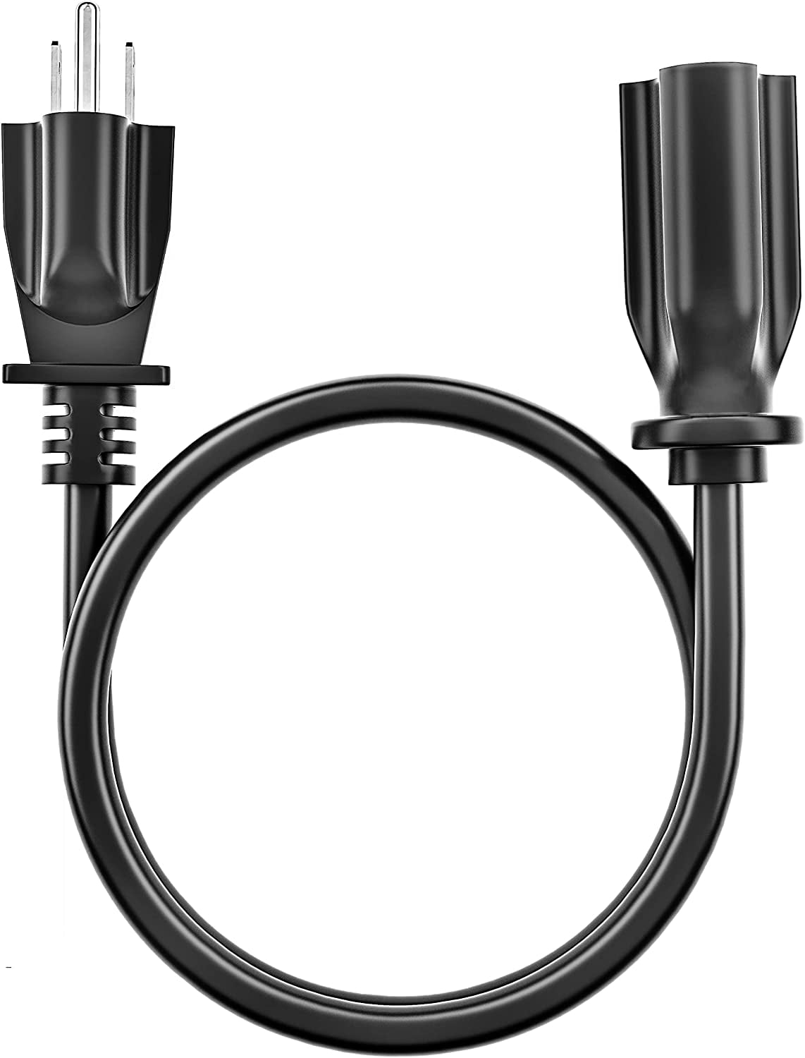 Short Extension Cord 1 Foot Black, 16\\/3 Gauge Indoor Power Extension