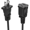 thumbnail image 1 of Short Extension Cord 1 Foot US 2 Prong Extension Cords 2 Outlet Black ExtensionCord Cable 125v 10a Male to Female Power Cord for Nema 1-15p to 1-15r 1FT, 1 of 9