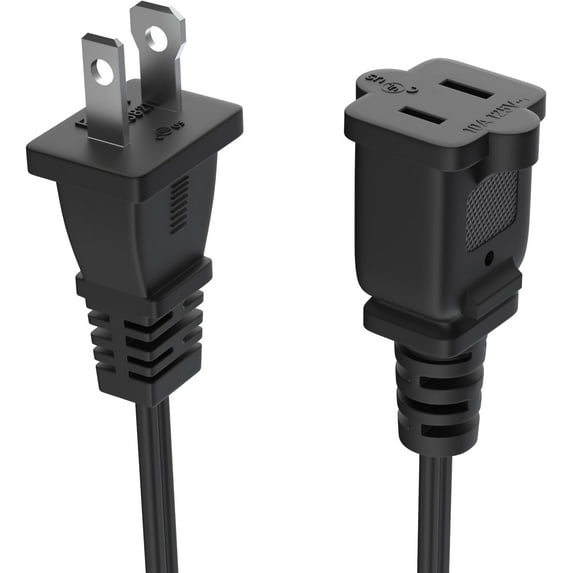 Short Extension Cord 1 Foot US 2 Prong Extension Cords 2 Outlet Black ExtensionCord Cable 125v 10a Male to Female Power Cord for Nema 1-15p to 1-15r 1FT