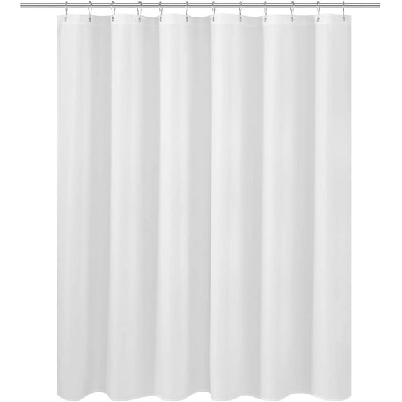 Short Fabric Shower Curtain Liner 60 inches Long, Hotel Quality, Machine Washable, White Shorter Bathroom Curtains with Grommets, 72x60