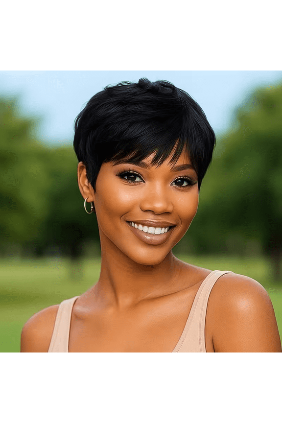 Short Fairy Style Wigs for Women, 150% Density Brazilian Virgin Human Hair, Machine-Made Rose Net Cap, Glueless, Wear And Go,Quick Style Change, Perfect for Fashion Lovers