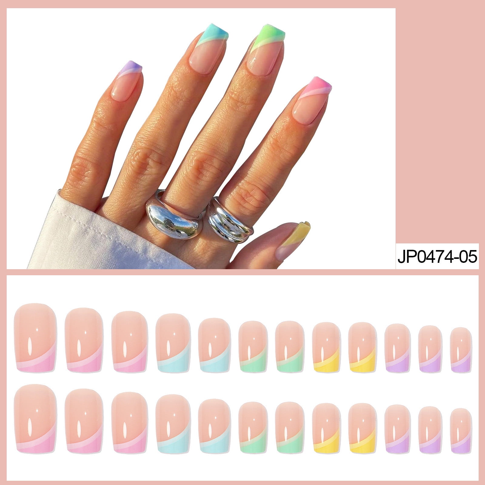 Short False Nails with Designs Full Coverage Toe Nail Forms Gel Nail