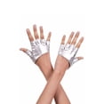 thumbnail image 1 of Short Faux Leather Fingerless Gloves, Silver, 1 of 1
