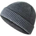 thumbnail image 1 of Short Fisherman Beanie for Men Women Warm Winter Hats Knit Cuffed Beanies Cap Acrylic Watch Hat Dark Gray F, 1 of 1