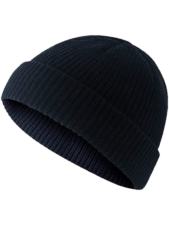 Short Fisherman Beanie for Men Women Warm Winter Hats Knit Cuffed Beanies Skull Cap Acrylic Watch Hat,One Size