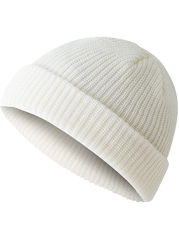 Short Fisherman Beanie for Men Women Warm Winter Hats Knit Cuffed Beanies Skull Cap Acrylic Watch Hat,One Size