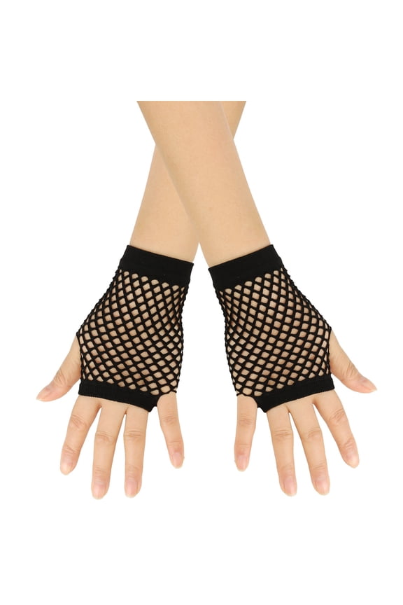 Short Fishnet Gloves Fingerless For Women Fish Net Mesh Emo Goth 80s Scene Accessories