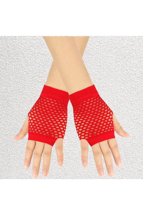 Short Fishnet Gloves Fingerless for Women Fish Net Mesh Goth 80s Scene Accessories