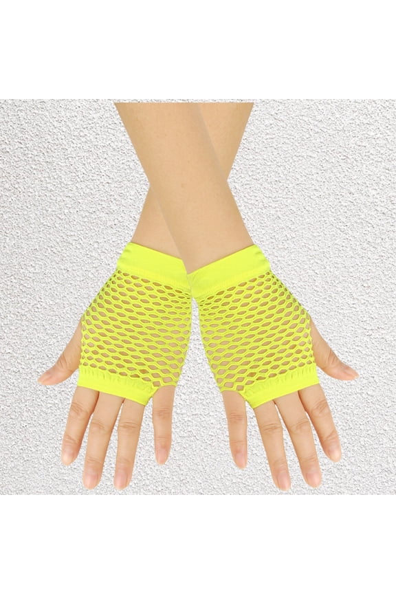 Short Fishnet Gloves Fingerless for Women Fish Net Mesh Goth 80s Scene Accessories