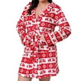 thumbnail image 1 of Short Flannel Robe for Women Christmas Plus Size Bathrobe Fashion Kimono Fleece Plush Cozy Terry Cloth Robes, Red, XL, 1 of 7