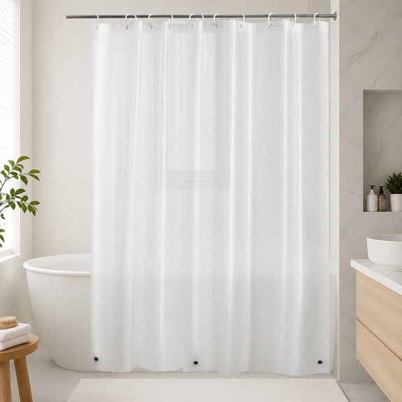Short Frosted Shower Curtain Liner 8G Heavy Duty PEVA Plastic with Magnets, Waterproof, Mildew Resistant, 72x60 Inch