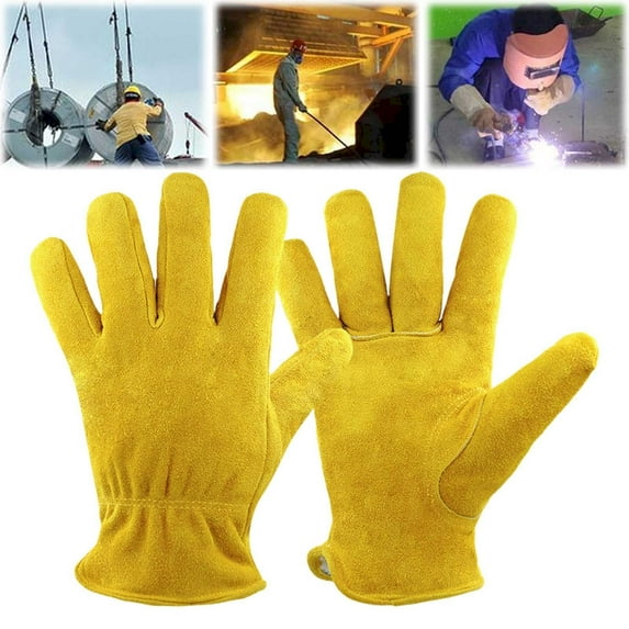 Short, Full Cowhide Electric Welding Gloves, Welder'S Welding, Anti-Puncture, Durable, High-Temperature Resistant, Cotton-Padded, Warm And Protective Gloves, Yellow C|Full Cowhide Welding Handling H