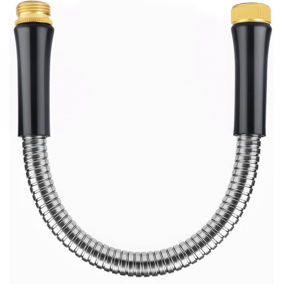 Short Garden Hose 1ft x 5/8",Metal Garden Hose for Hose Reel Faucet,Heavy Duty 304 Stainless Steel Metal Leader Hose,Lightweight & Leakproof Water Hose for Outdoor,Yard,Lawn,Male to Female