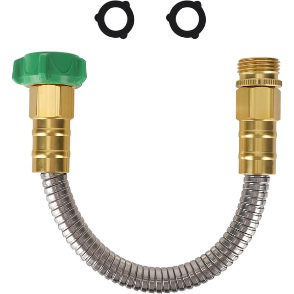 Short Garden Hose, 34cm/13.4in Stainless Steel Drinking Water Hose with 3/8 Anti-Kink Leak-Proof Flexible Small Connector Extension Extender Reel for RV Camper Trailer Vanlife Marine & Yard Use