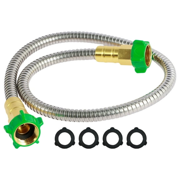 Short Garden Hose 3FT 5FT US 304 Stainless Steel Garden Leader Hose with Female to Female Connector Leakproof Outdoor Flexible Water Hose 435PSI Max