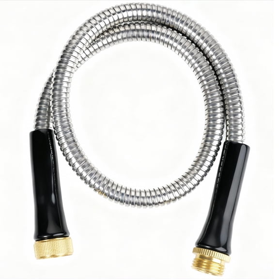 Short Garden Hose 3ft X 5/8", for Hose Reel Faucet,Stainless Steel Metal Leader Hose
