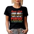 thumbnail image 1 of Short Girls, God Lets Things Grow Until They're Perfect - Short Person Humor Quote, Black T-Shirt, Small, 1 of 5