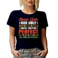 thumbnail image 1 of Short Girls, God Lets Things Grow Until They're Perfect - Short Person Humor Quote, Navy Blue T-Shirt, Medium, 1 of 5