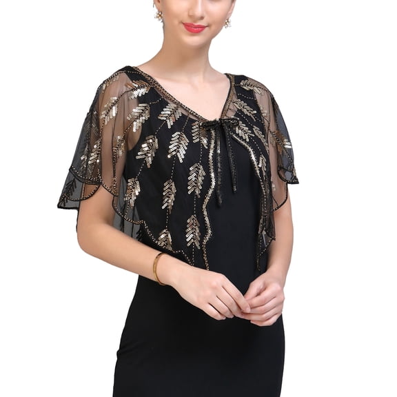 Short Glitter Embellished Evening Cover ups Wrap Cardigan Bolero Shawl for Dress
