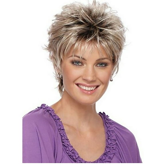 Curly Short Fashion Synthetic Wigs for Women with Gradient Hairstyle and Stylish Wig for Various Occasions