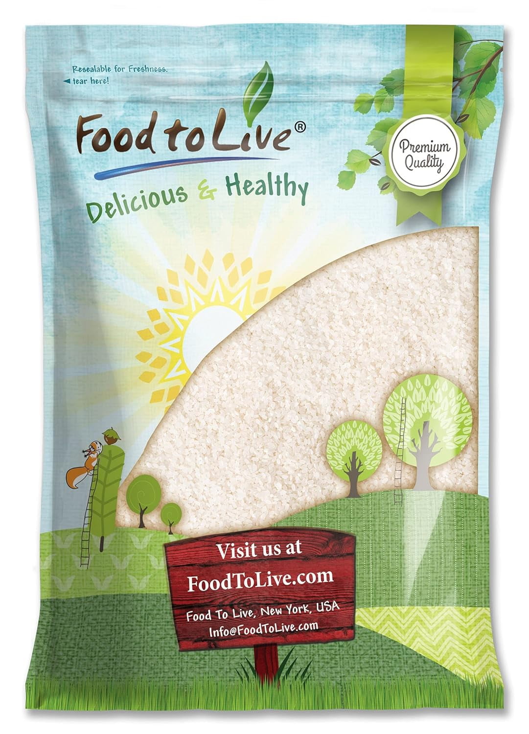 Short Grain White Rice, 15 Pounds  Kosher, Raw, Vegan  by Food to Live